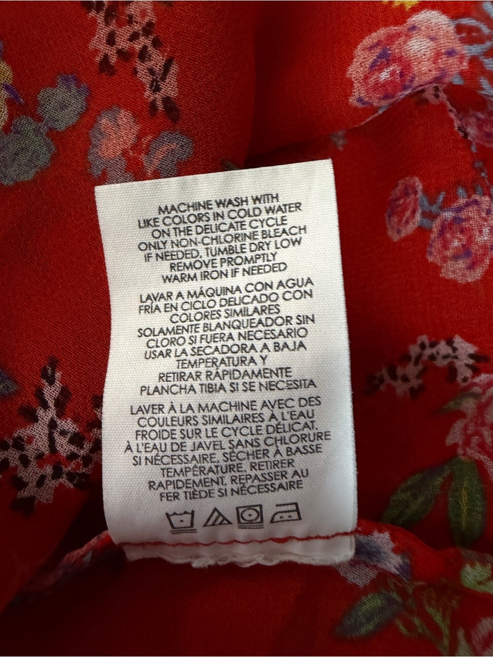 Cabi Red Floral Sheer Ruffle Sleeveless Blouse Top Size M - Picture 10 of 10